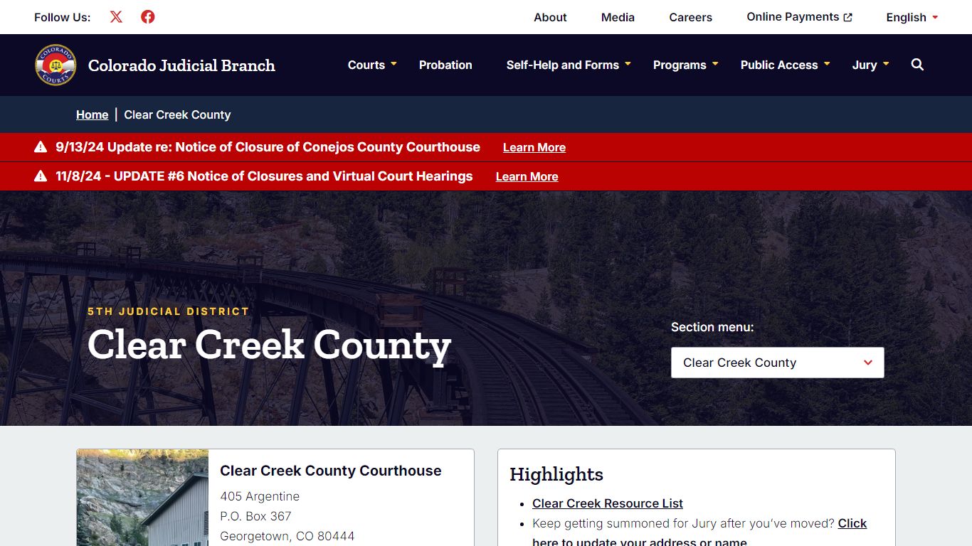 Clear Creek County | Colorado Judicial Branch