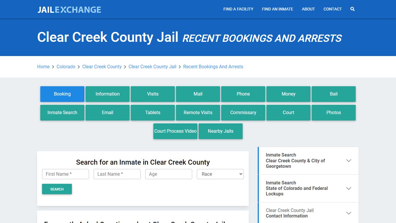 Clear Creek County Jail Recent Bookings And Arrests